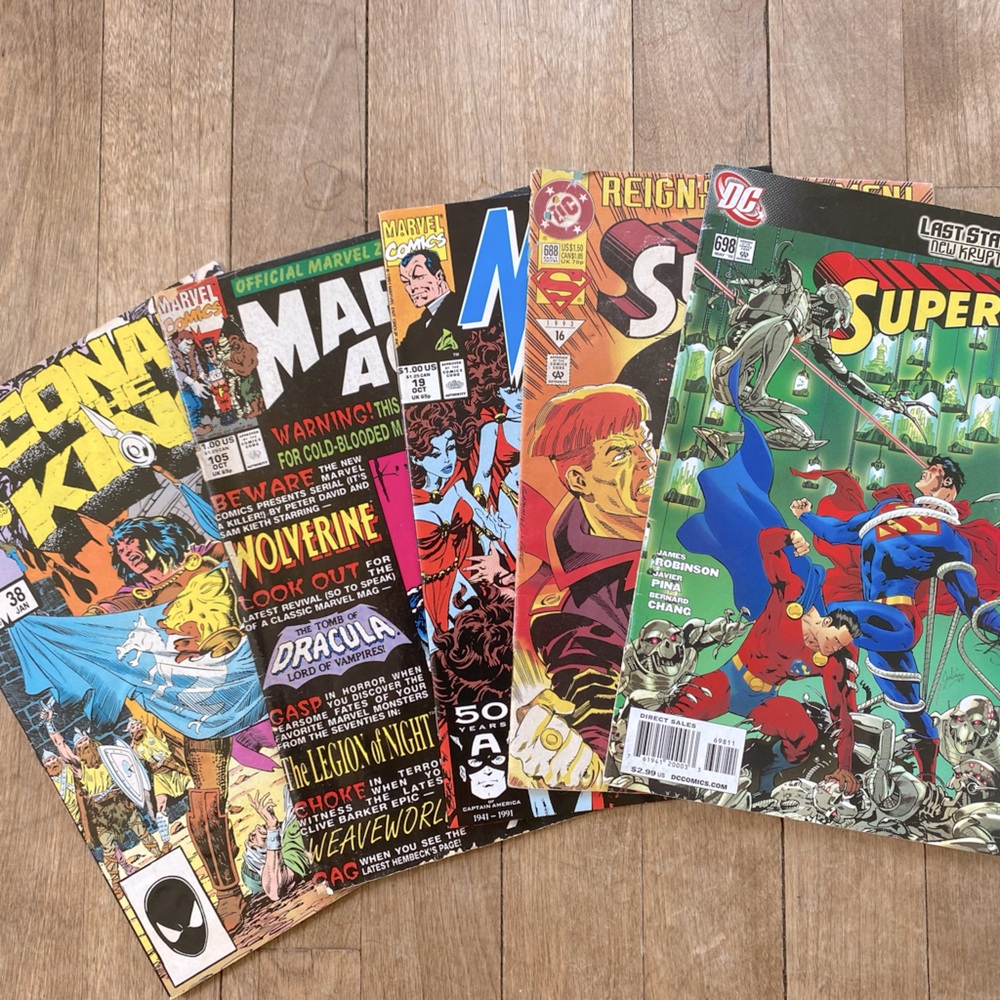 Vintage, 5 collectible marvel and + magazine